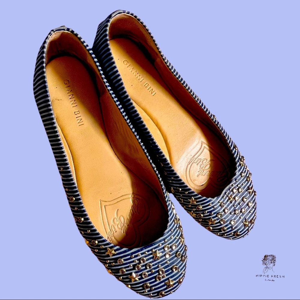Gianni Bini Stars & Stripes Rhinestones Ballet Flats Size 9.5🛍🎄
